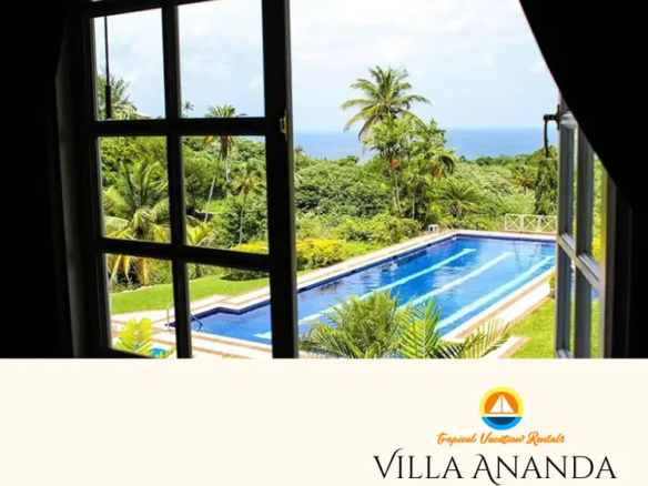 Tropical Vacation Rentals - Villa Ananda - Views from the window overlooking the large pool
