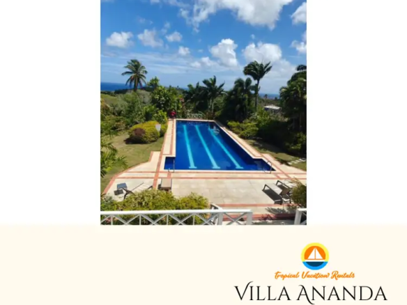 Tropical Vacation Rentals - Villa Ananda 3 - Stunning Views from the Verandah overlooking Pool and Sea